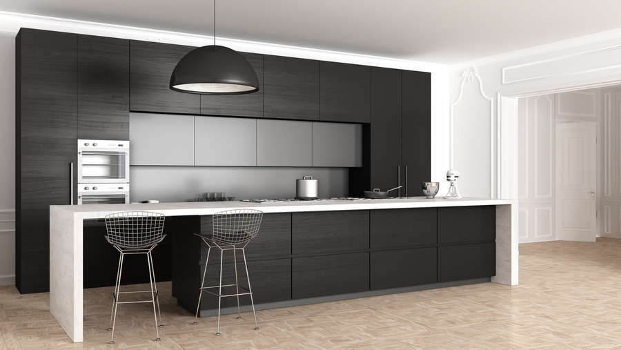 Classic kitchen, minimalistic interior design
